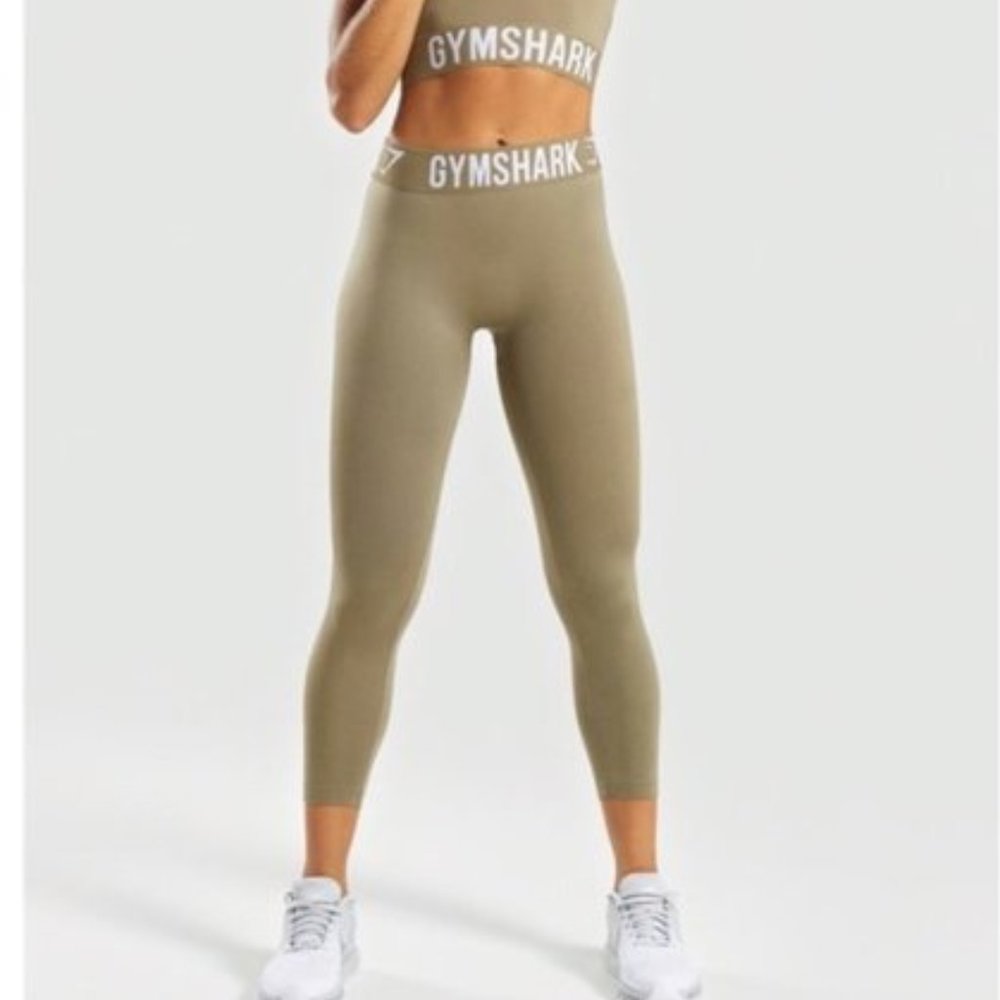 Gymshark Fit Cropped Leggings Khaki Olive Small
